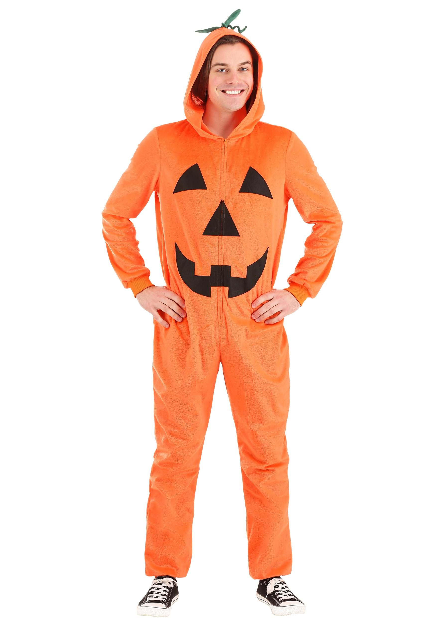 Adult Pumpkin Jumpsuit Costume | Adult Onesie Costumes
