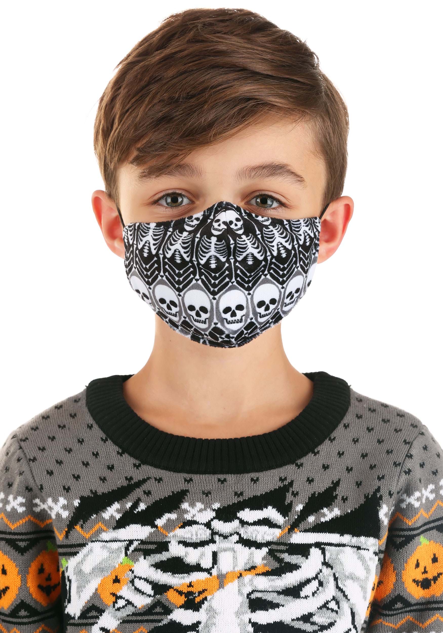 Skeleton Pattern Sublimated Kids Face Mask