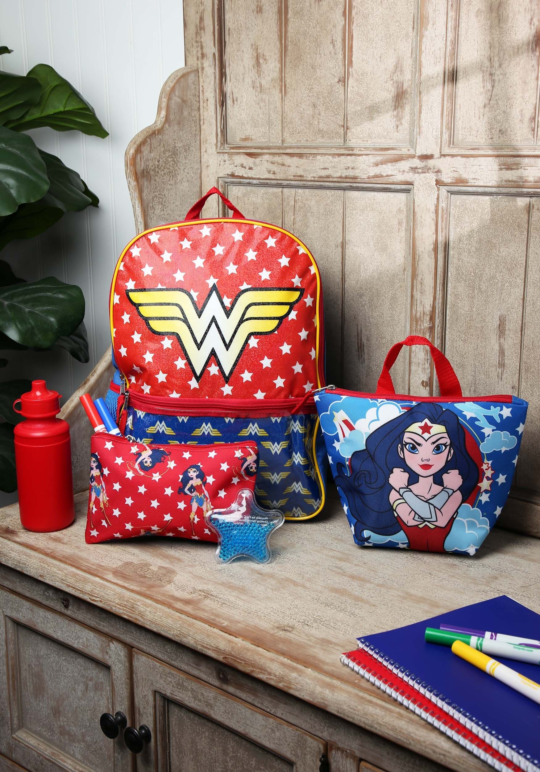 Bioworld Dc Comics Wonder Woman 16 5 Piece Kids School Backpack Set