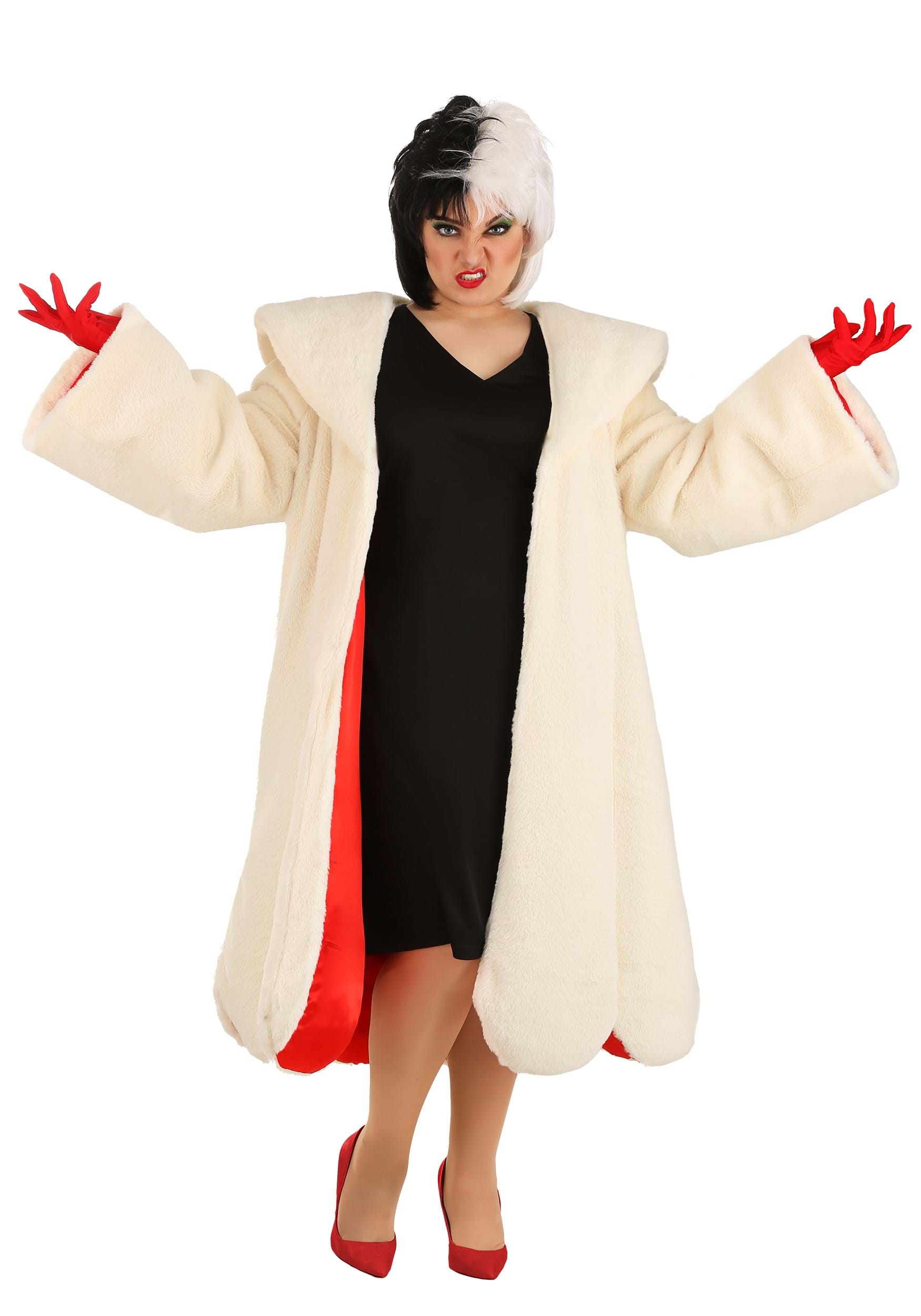 Womens Deluxe Cruella De Vil Coat Plus Size Costume