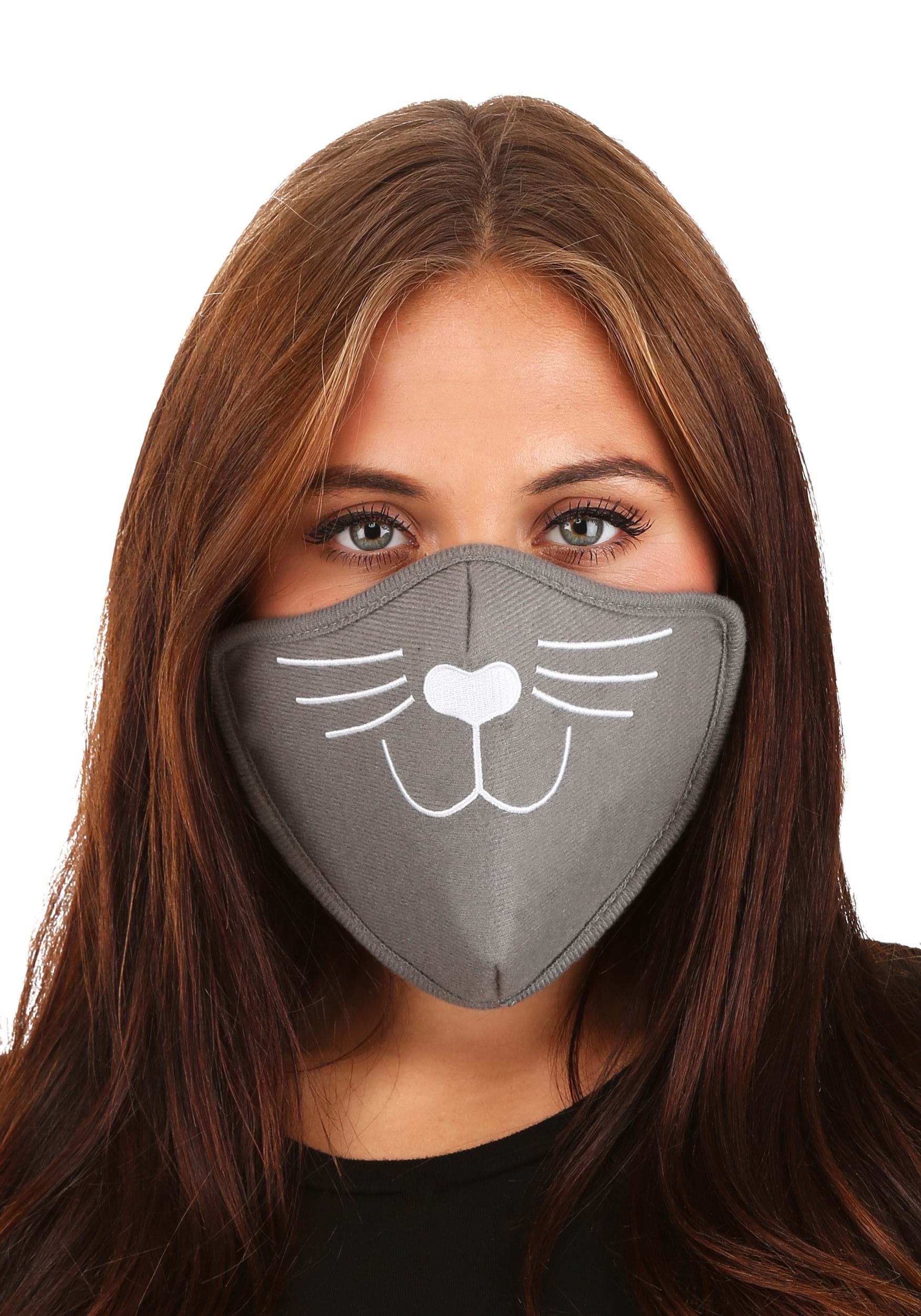Gray Cat Adult Face Mask