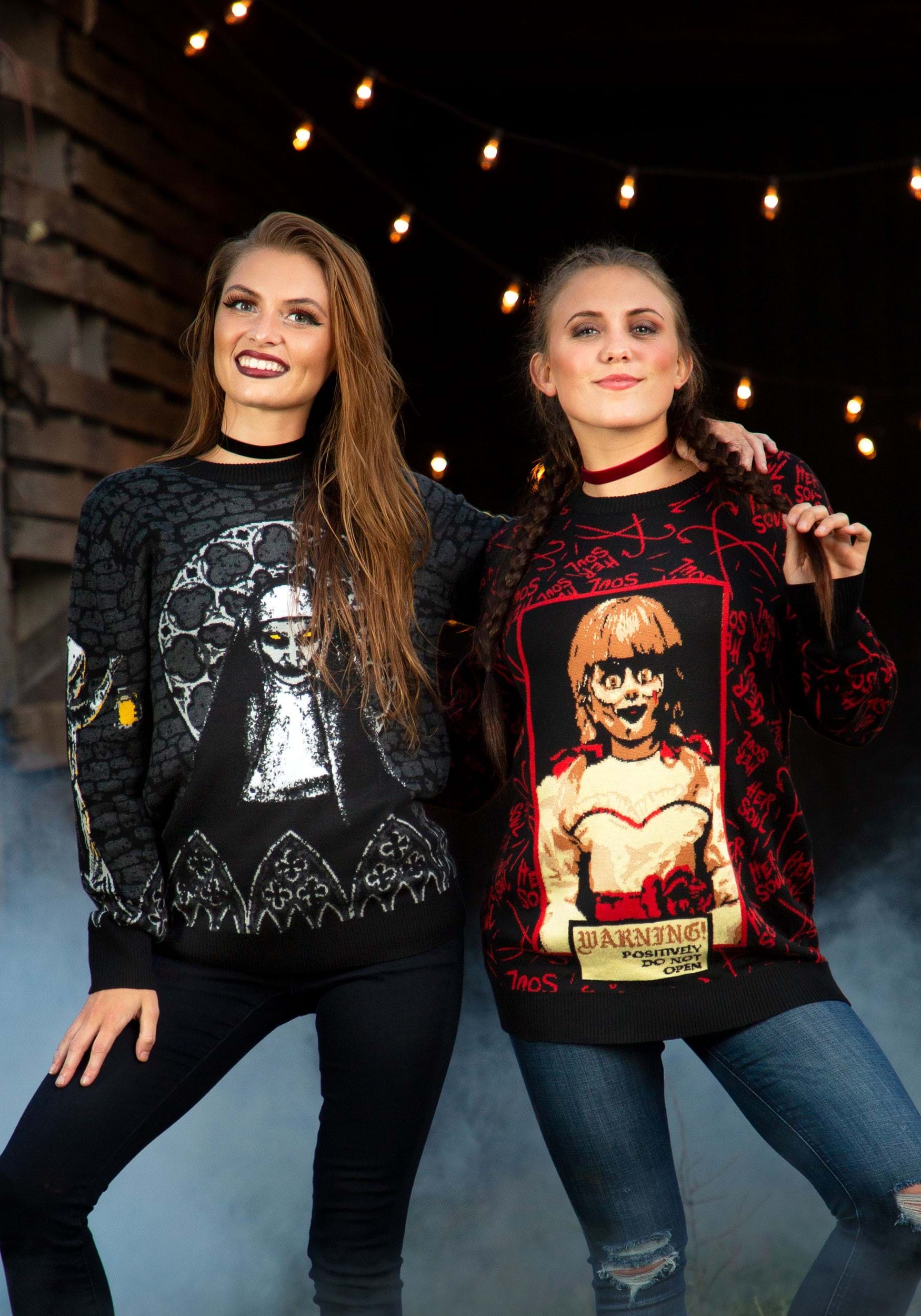 Adult Annabelle Ugly Sweater , Ugly Halloween Sweaters