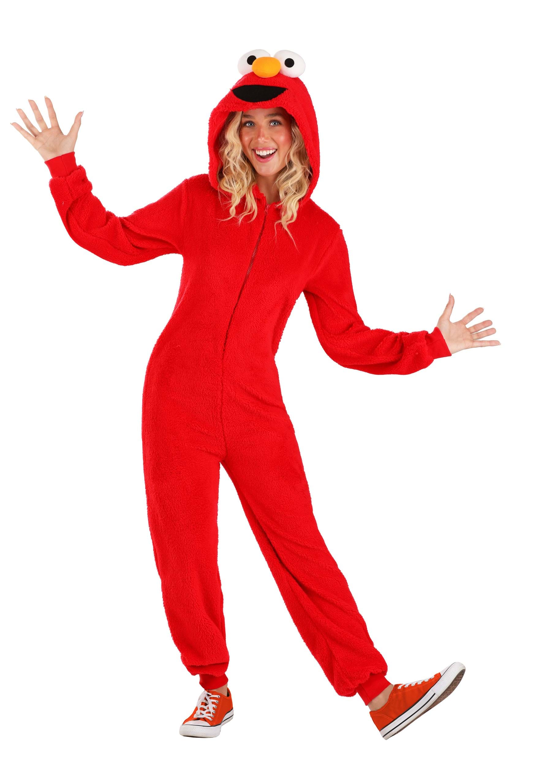 renere Sindsro Smil Adult Sesame Street Elmo Onesie Costume | Adult Onesies