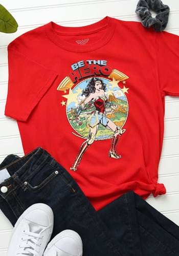 Kids Wonder Woman Be The Hero Red T-Shirt Upd