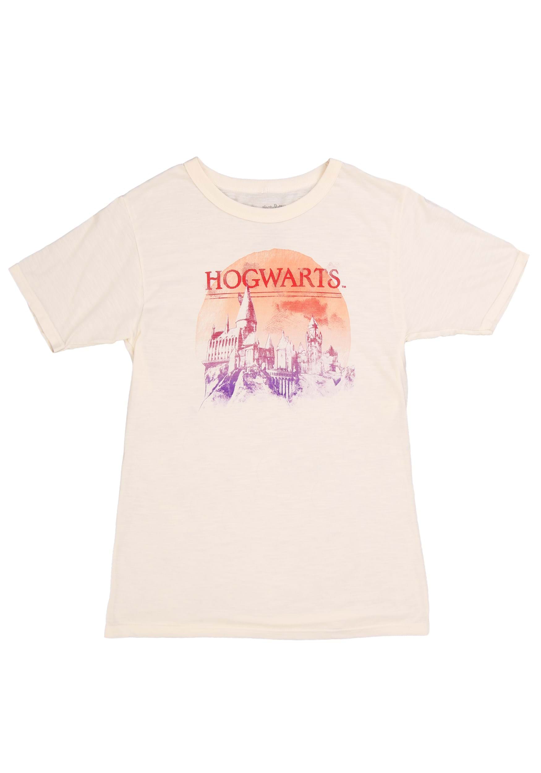Harry Potter - Hogwarts (Front/Back Print) - Long Sleeve Adult Poly Crew - White T-Shirt