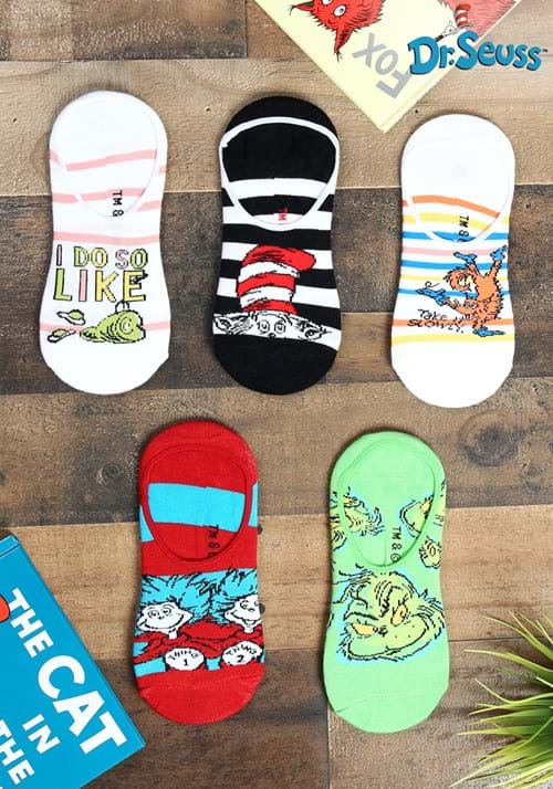 Adult Dr Seuss No Show 5 Pairs Sock Set Update-0