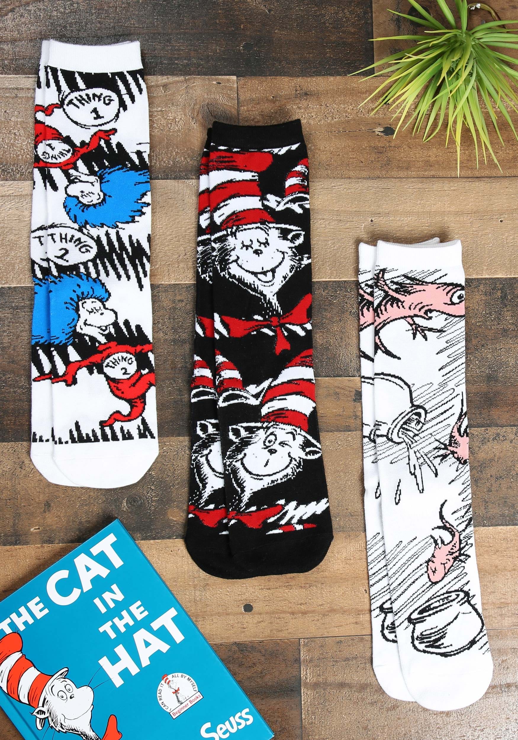 The Cat in the Hat Adult Crew Sock Set 3 Pairs