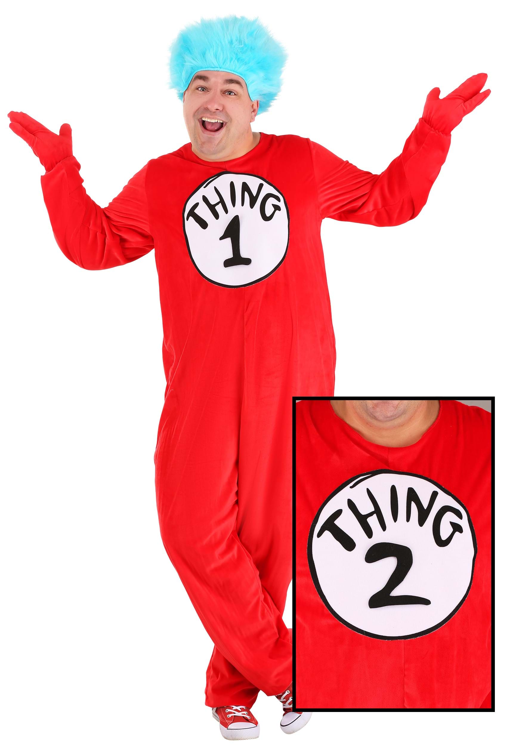 Photos - Fancy Dress FUN Costumes Thing 1&2 Plus Size Costume for Adults Red/Blue EL400619P