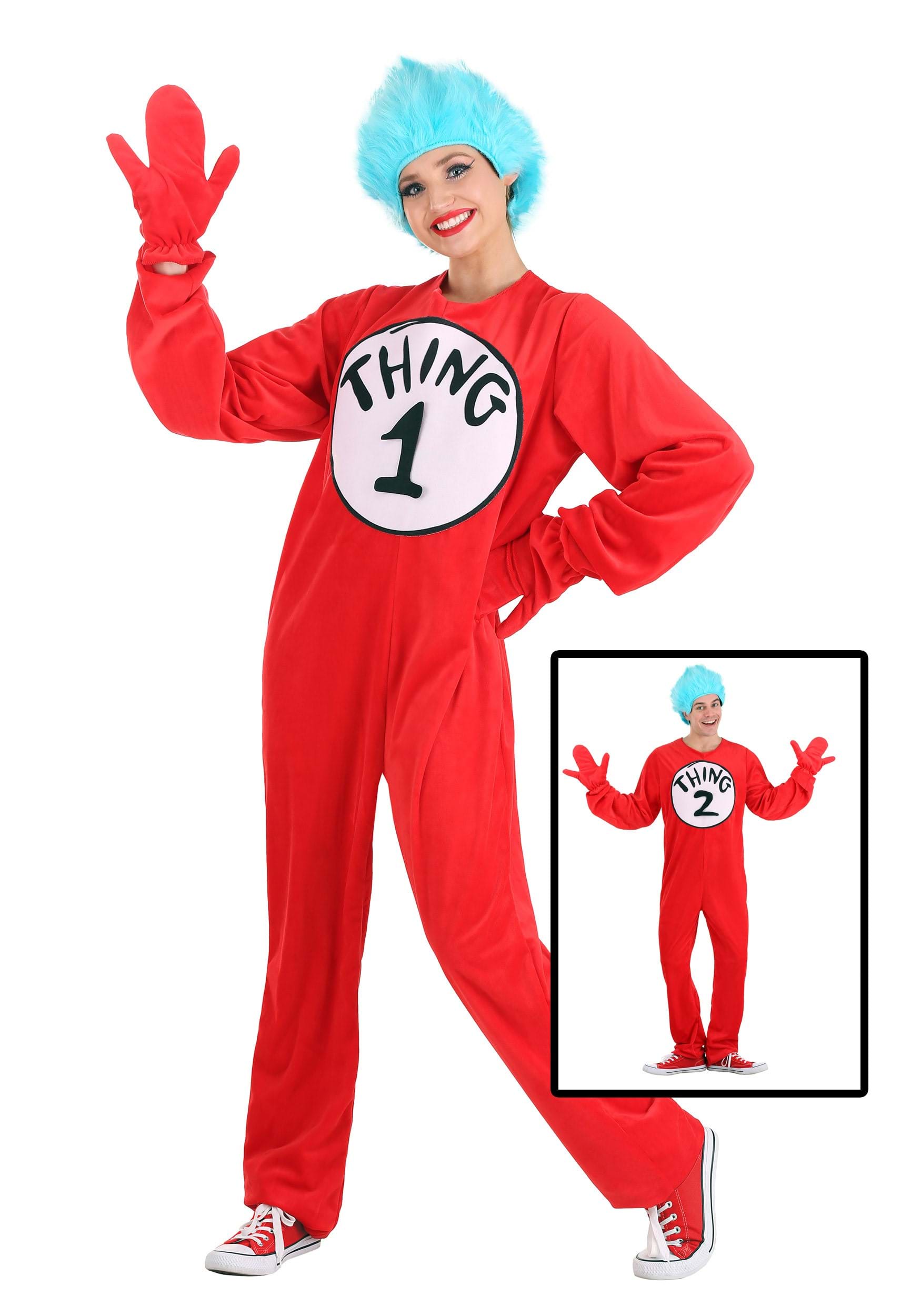 Photos - Fancy Dress A&D FUN Costumes Thing 1 and Thing 2 Costume for Adults Red/Blue/White 