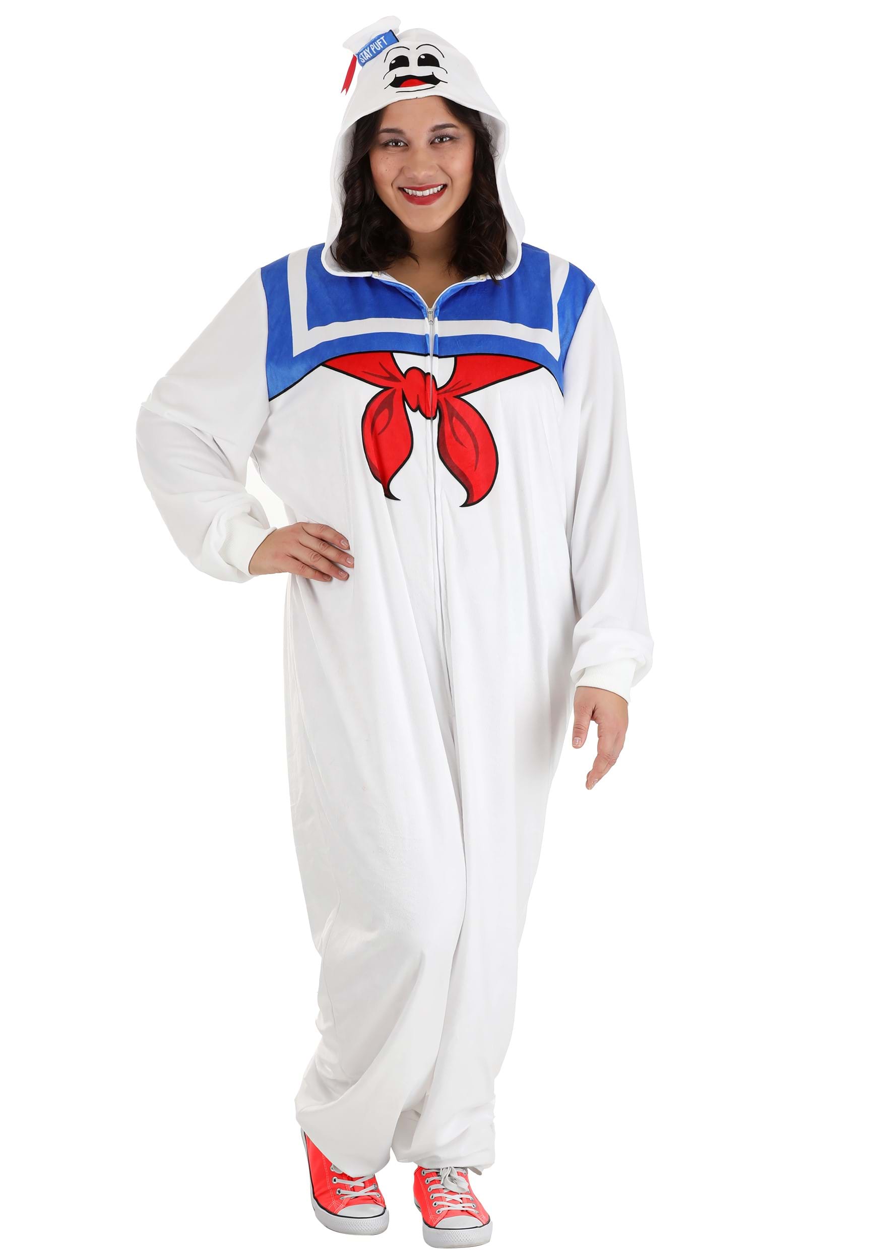 Photos - Fancy Dress Stay FUN Costumes  Puft Marshmallow Man Plus Size Costume Onesie for Adults 