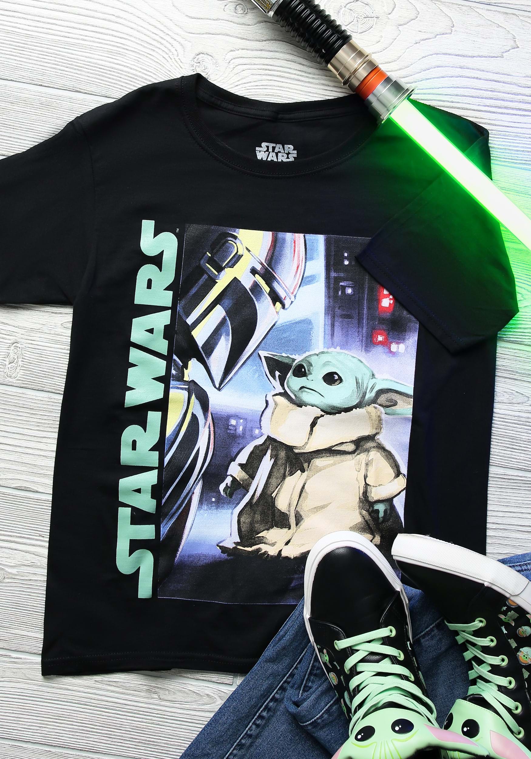 Mandalorian Moon Baby Yoda Mens Unisex Tshirt Star Wars Tee Birthday Present 