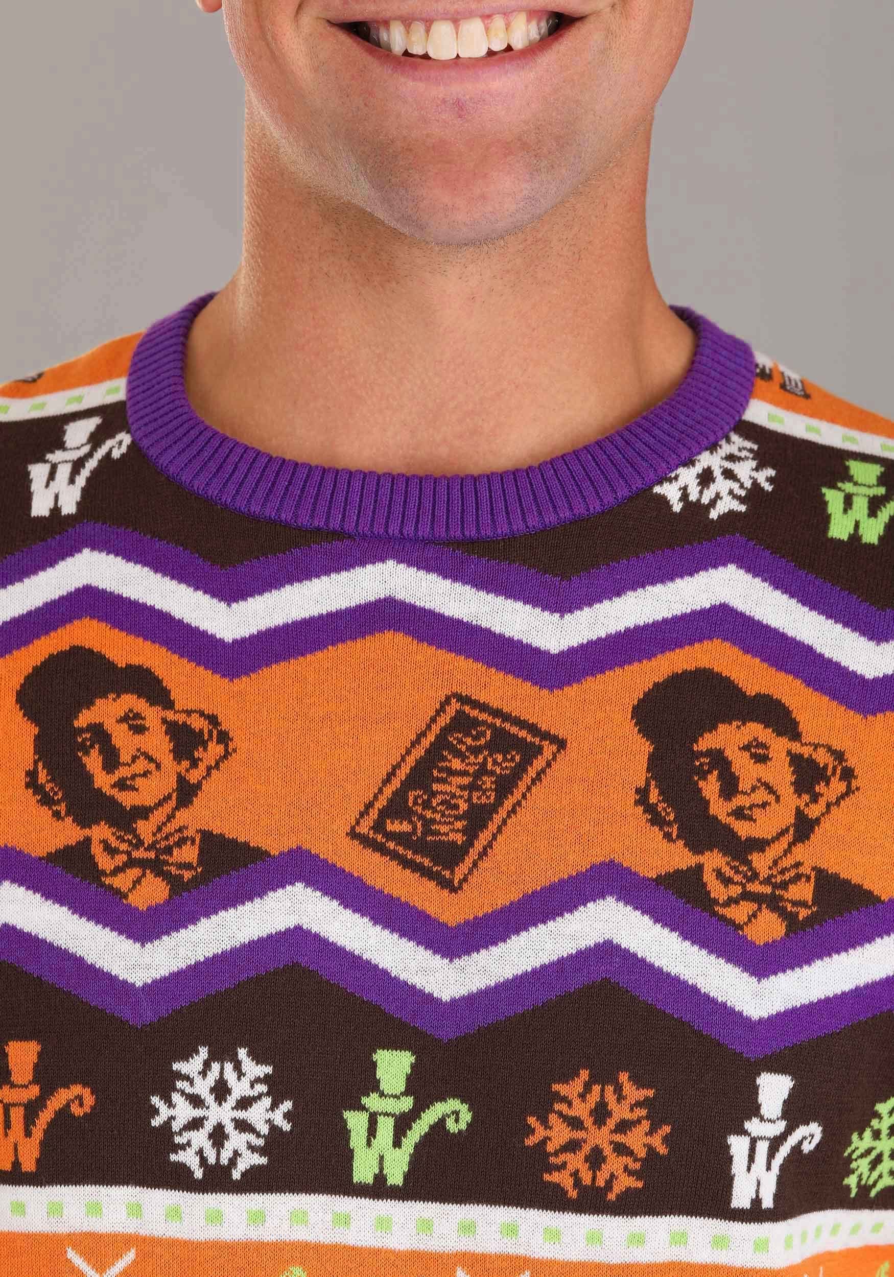 Adult Willy Wonka Ugly Sweater , Willy Wonka Apparel
