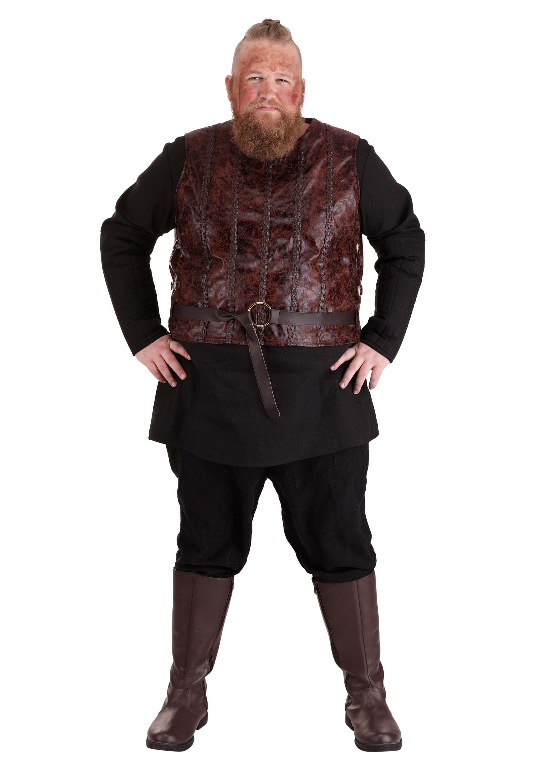 Photos - Fancy Dress FUN Costumes Plus Size Vikings Bjorn Ironside Costume for Adults Black/