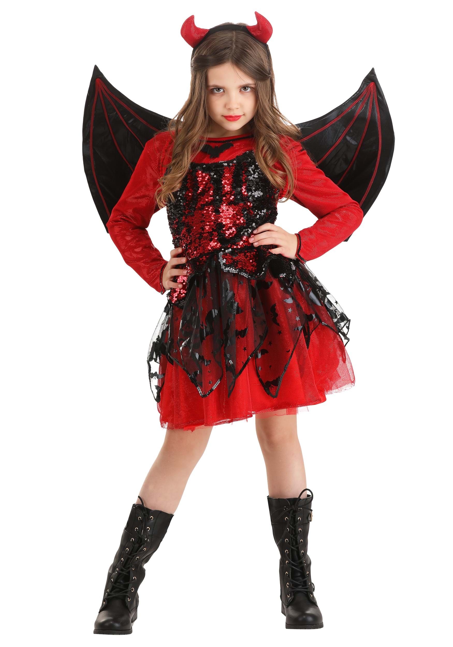 Photos - Fancy Dress Winsun Dress FUN Costumes Sparkling Girl's Devil Dress Costume Black/Red FUN2775CH 