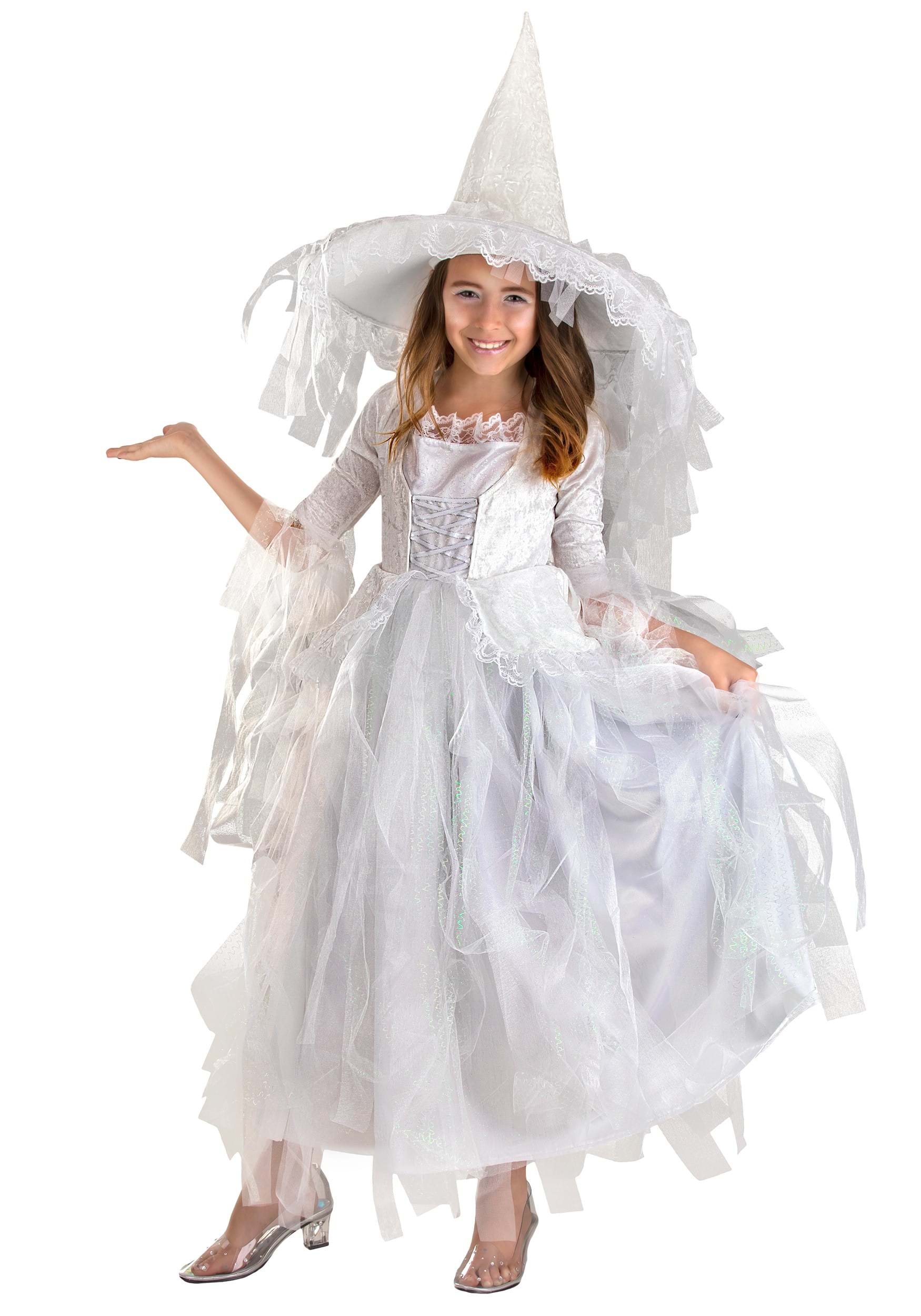 Photos - Fancy Dress FUN Costumes Kid's White Witch Costume Gray/White FUN2777CH