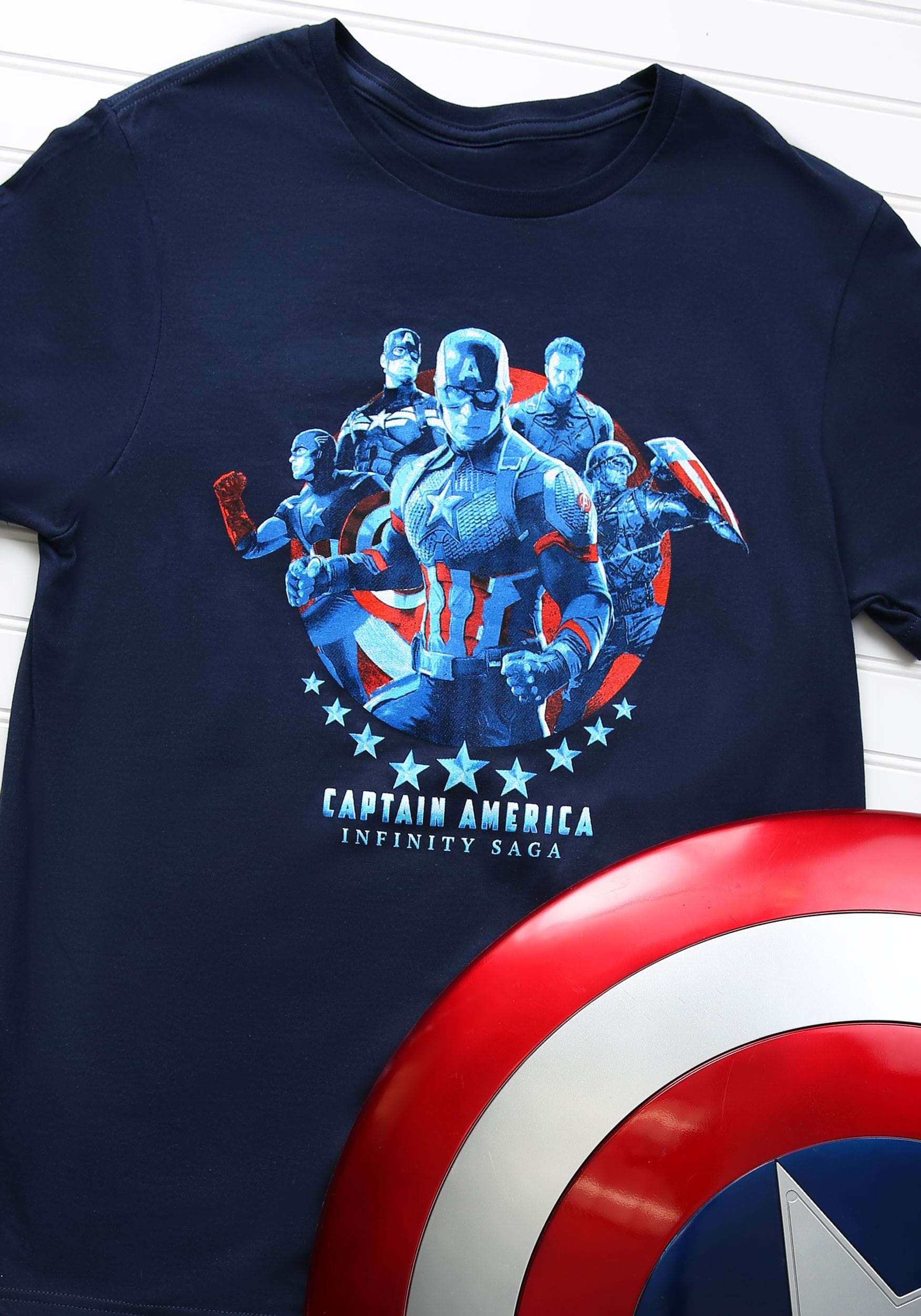 Adult Marvel Saga Captain America Navy T Shirt