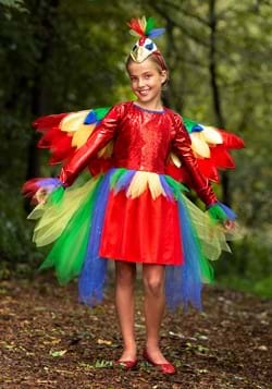 Girls Tropical Parrot Dress Costume