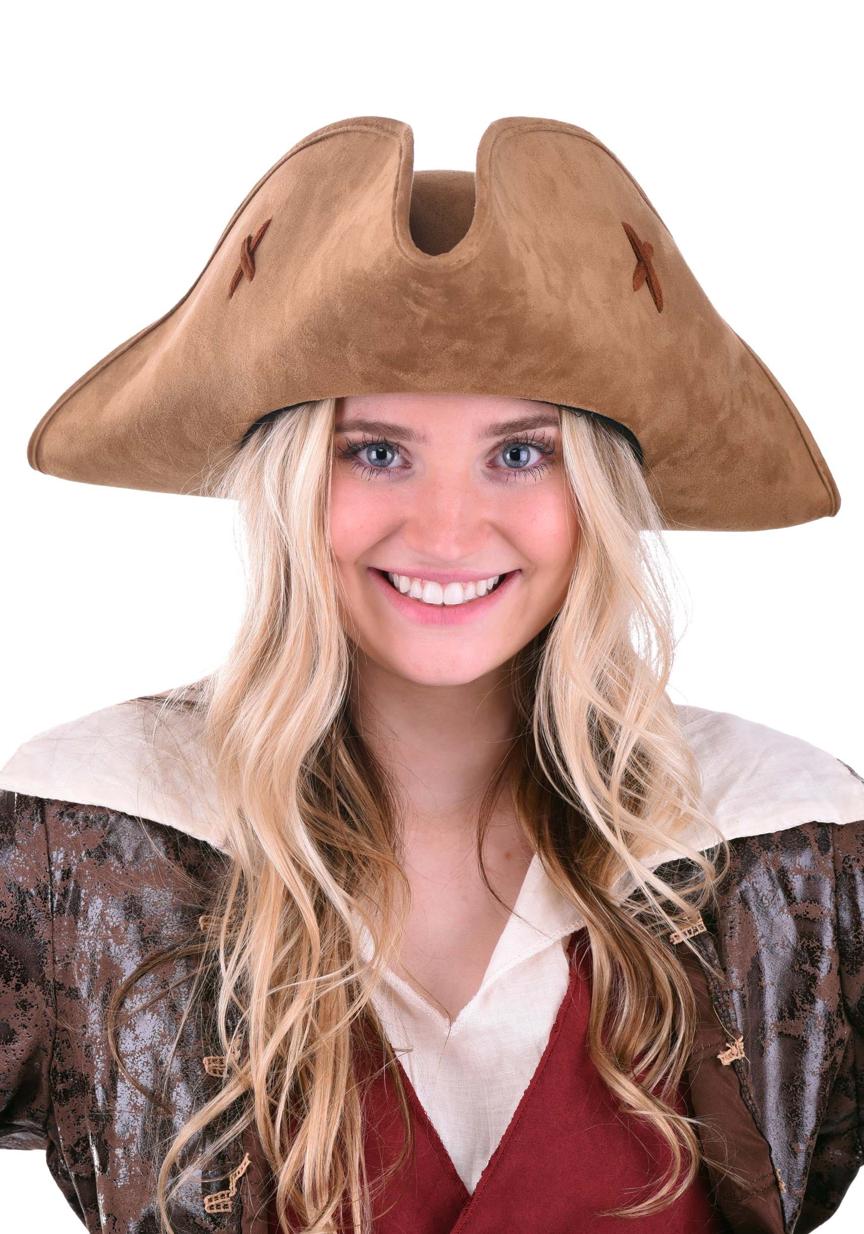 Womens Brown Suede Pirate Hat