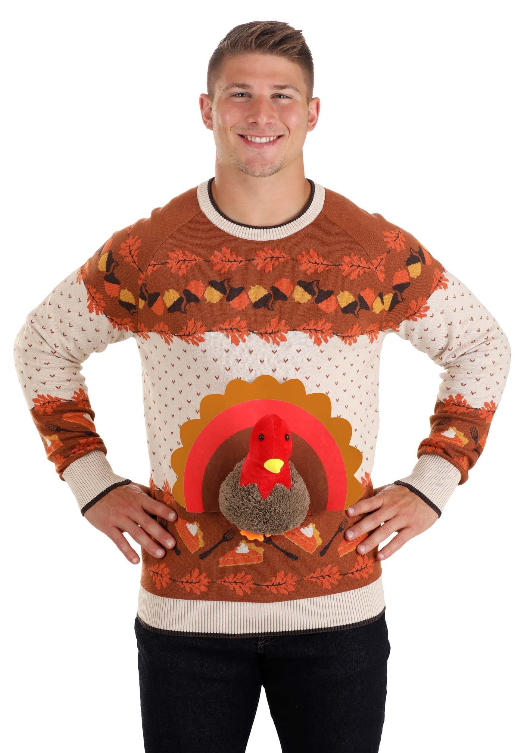 Adult 3D Turkey Ugly Holiday Sweater