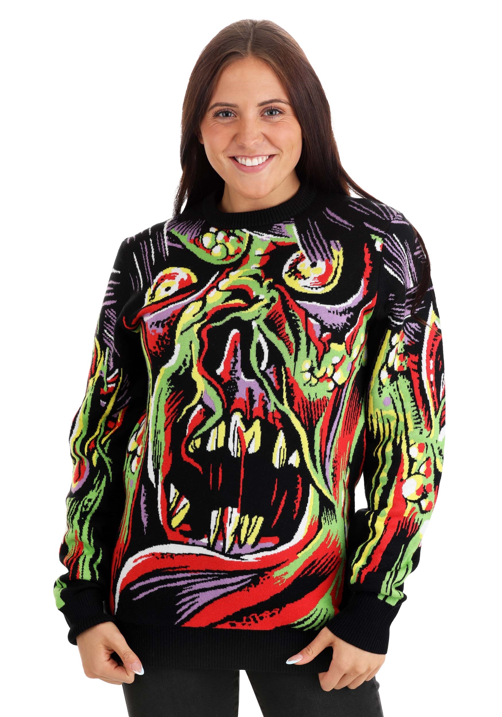 Face the Monster Adult Halloween Ugly Sweater