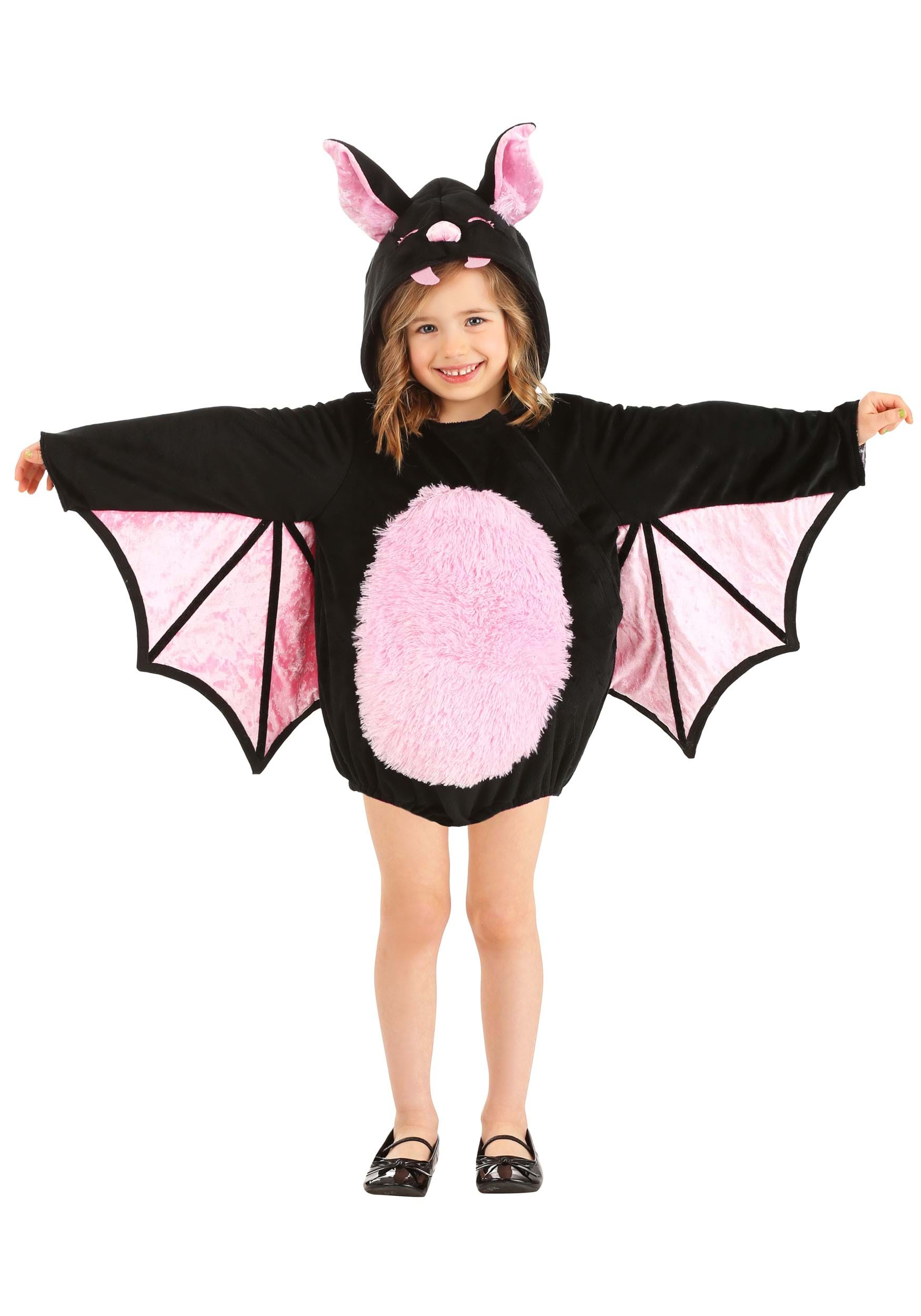 Photos - Fancy Dress Toddler FUN Costumes Pink Fuzzy Bat Costume for 's Black/Pink FUN2787TD 