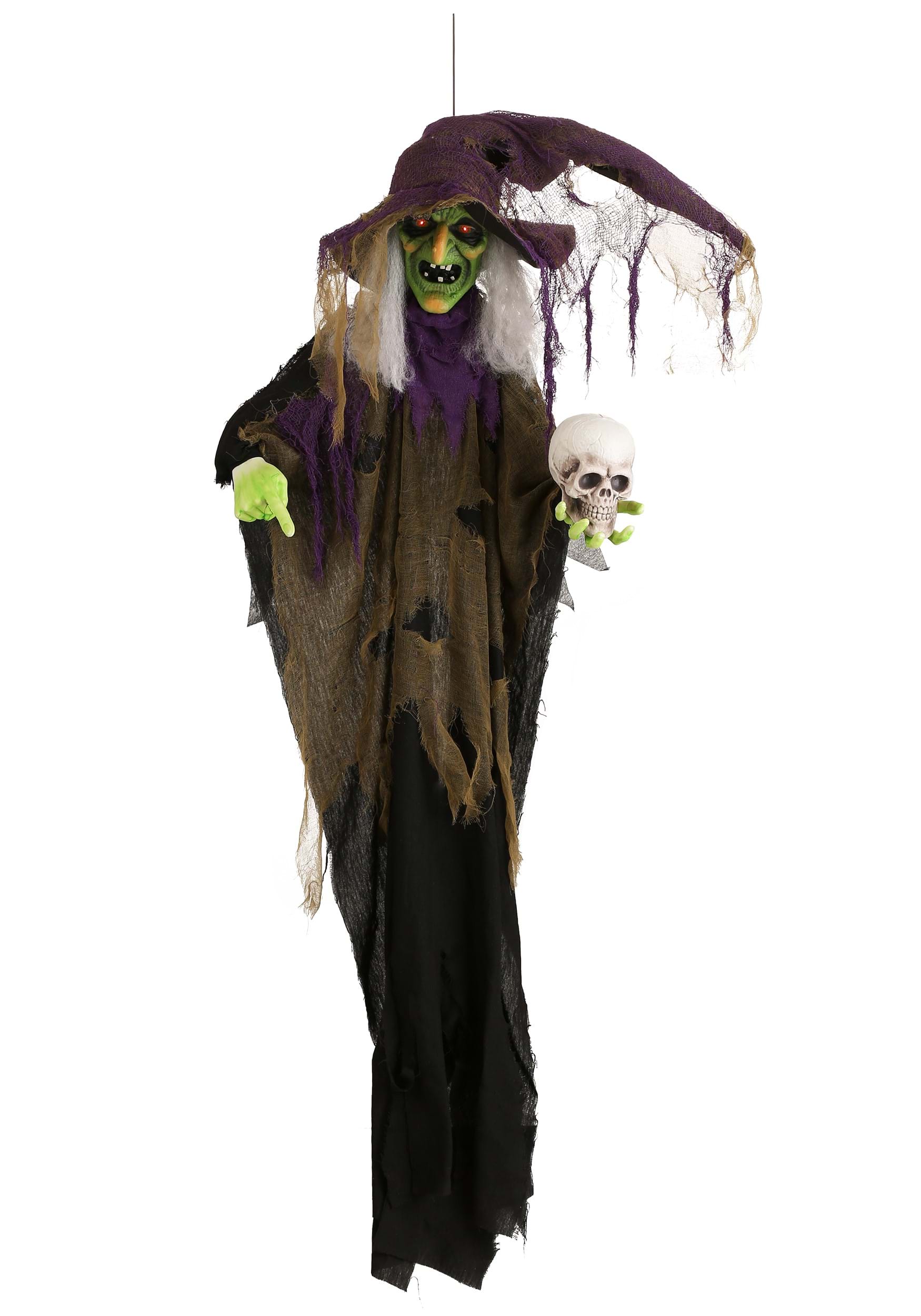 Photos - Other interior and decor FUN Costumes 6FT Hanging Green Witch Animatronic Prop | Witch Decorations