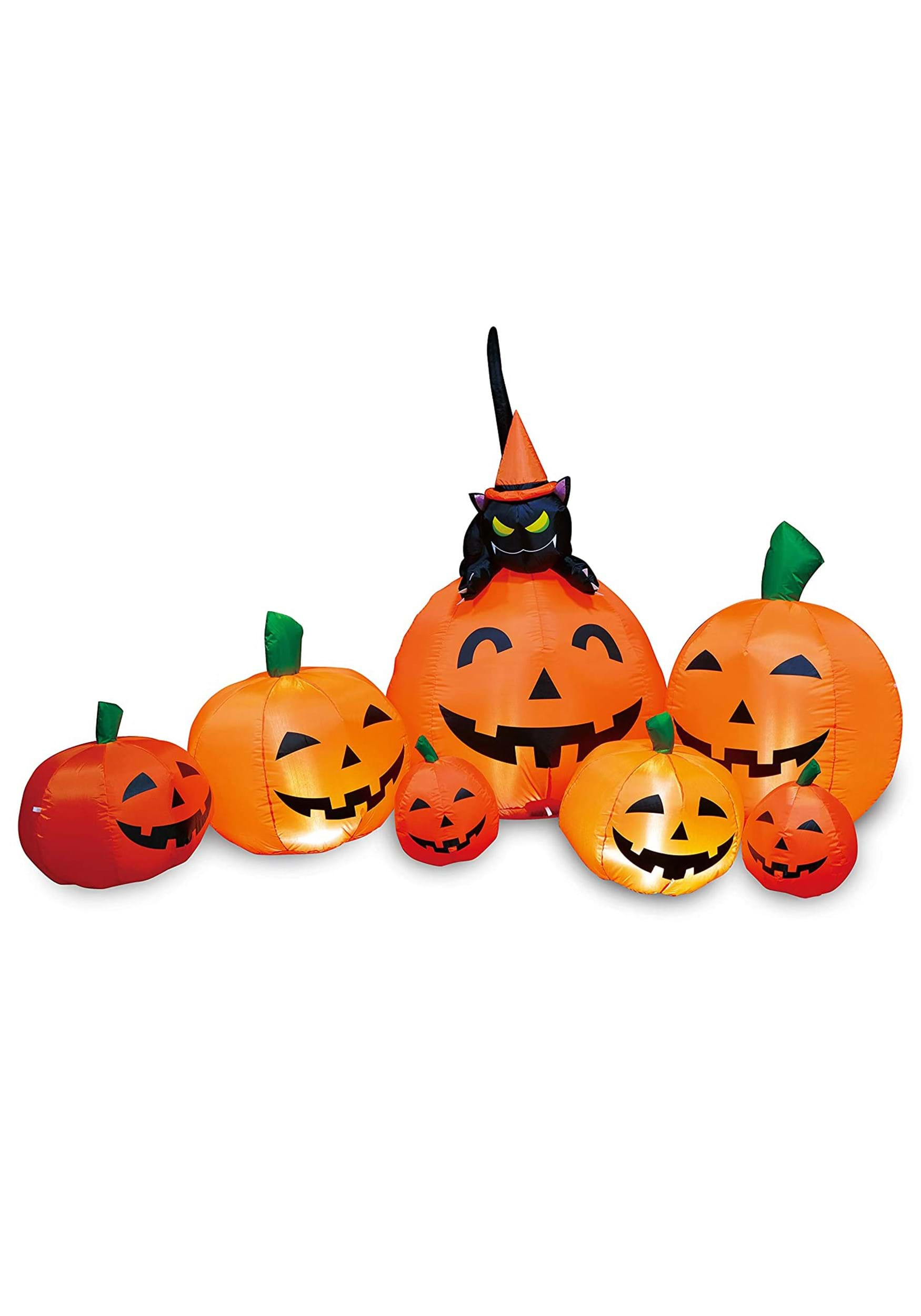 Inflatable 7FT Pumpkin Patch With Cat Prop Decoration , Halloween Inflatables