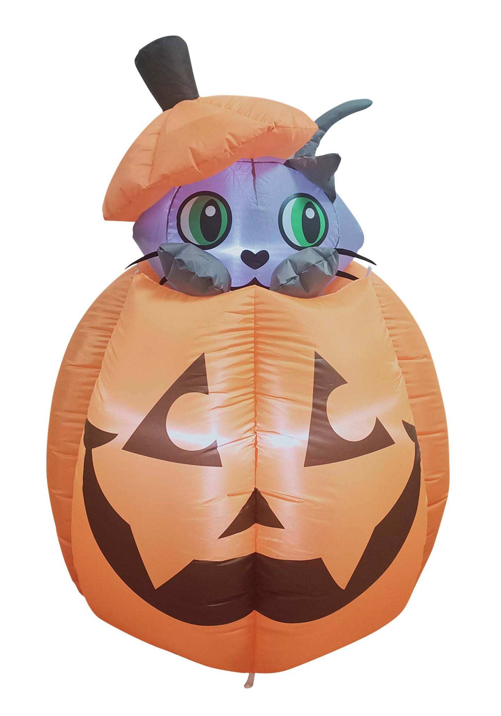 Animated Inflatable 5FT Cat in Pumpkin Halloween Decoration