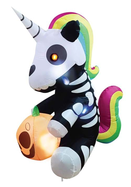 5 Ft Inflatable Sitting Skeleton Unicorn Decoration Alt 1