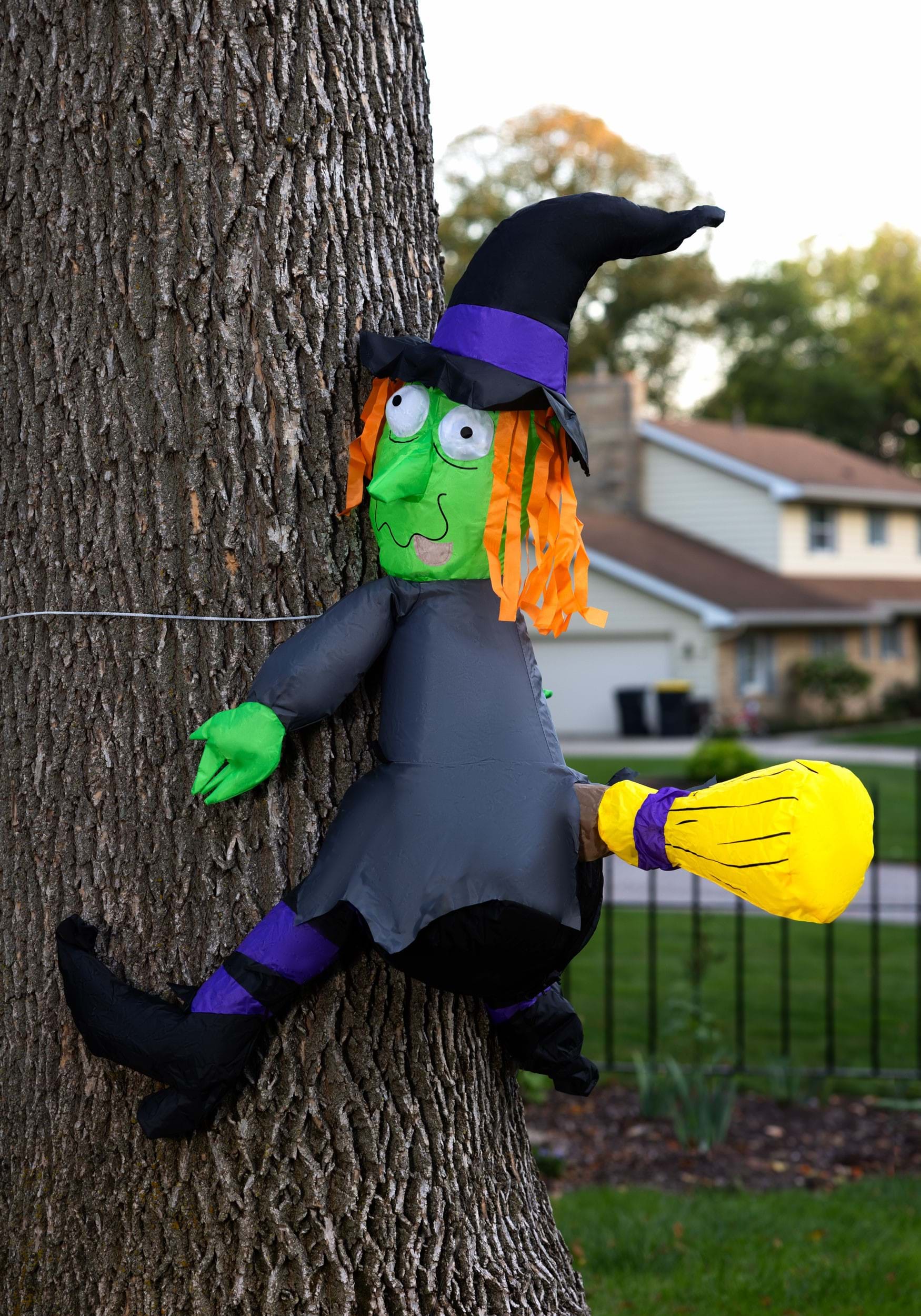 4 Foot Inflatable Crashing Witch on a Tree Halloween Decoration