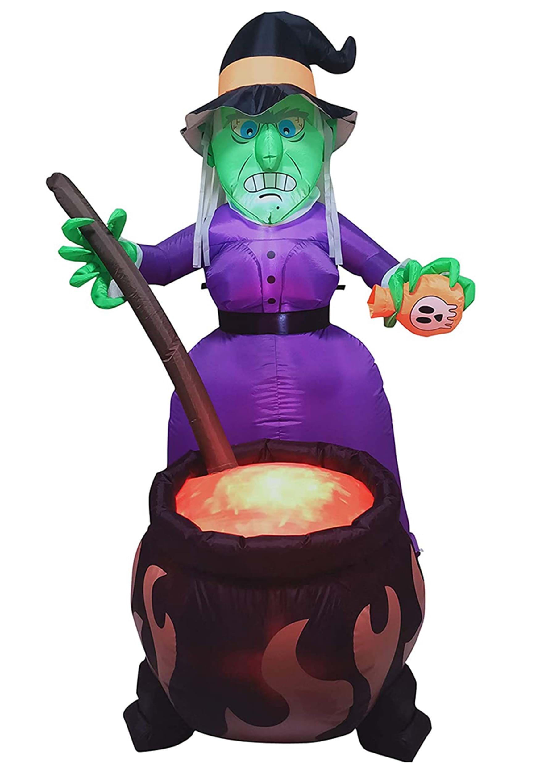 6FT Witch And Cauldron Inflatable Halloween Prop , Witch Decorations