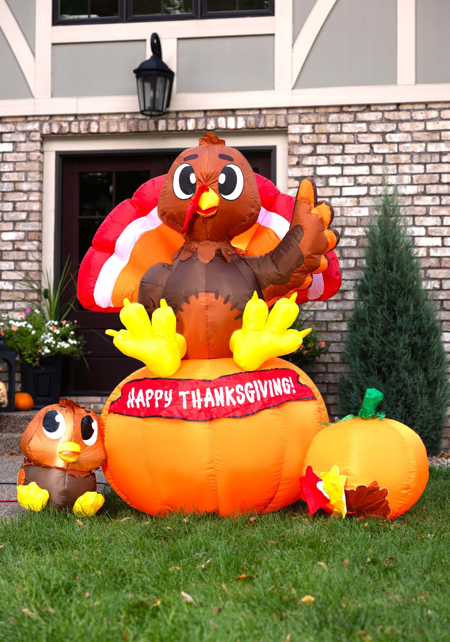6 FT Inflatable Thanksgiving Turkey on Pumpkin