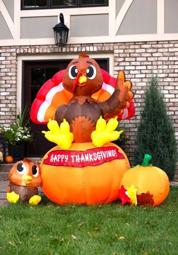 Inflatable 6FT Thanksgiving Turkey on Pumpkin