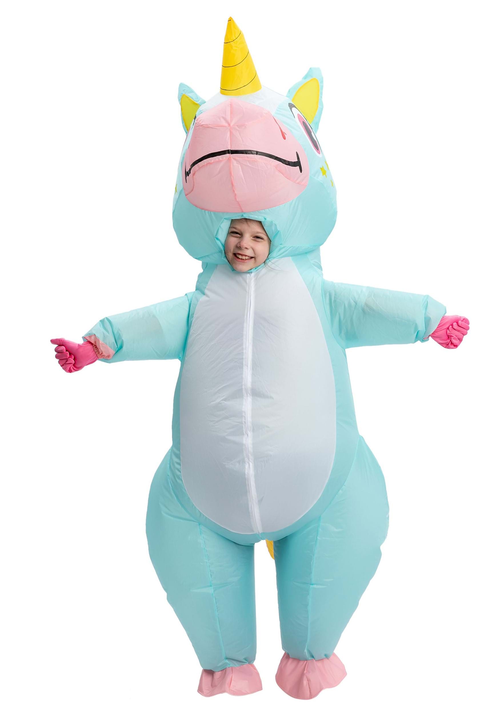 Kids Inflatable Child Blue Unicorn Costume