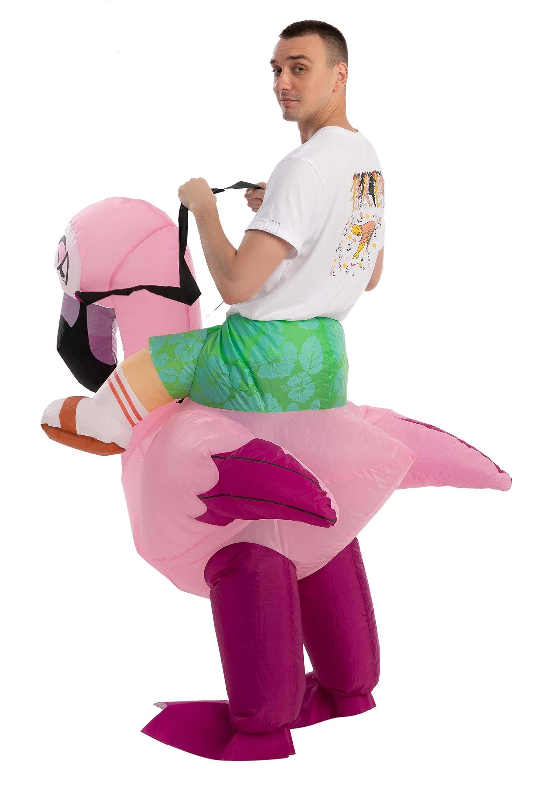 Inflatable Flamingo Ride-On Adult Costume