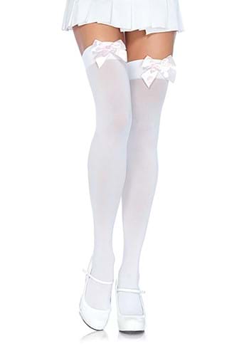 White Thigh Highs with a White Bow