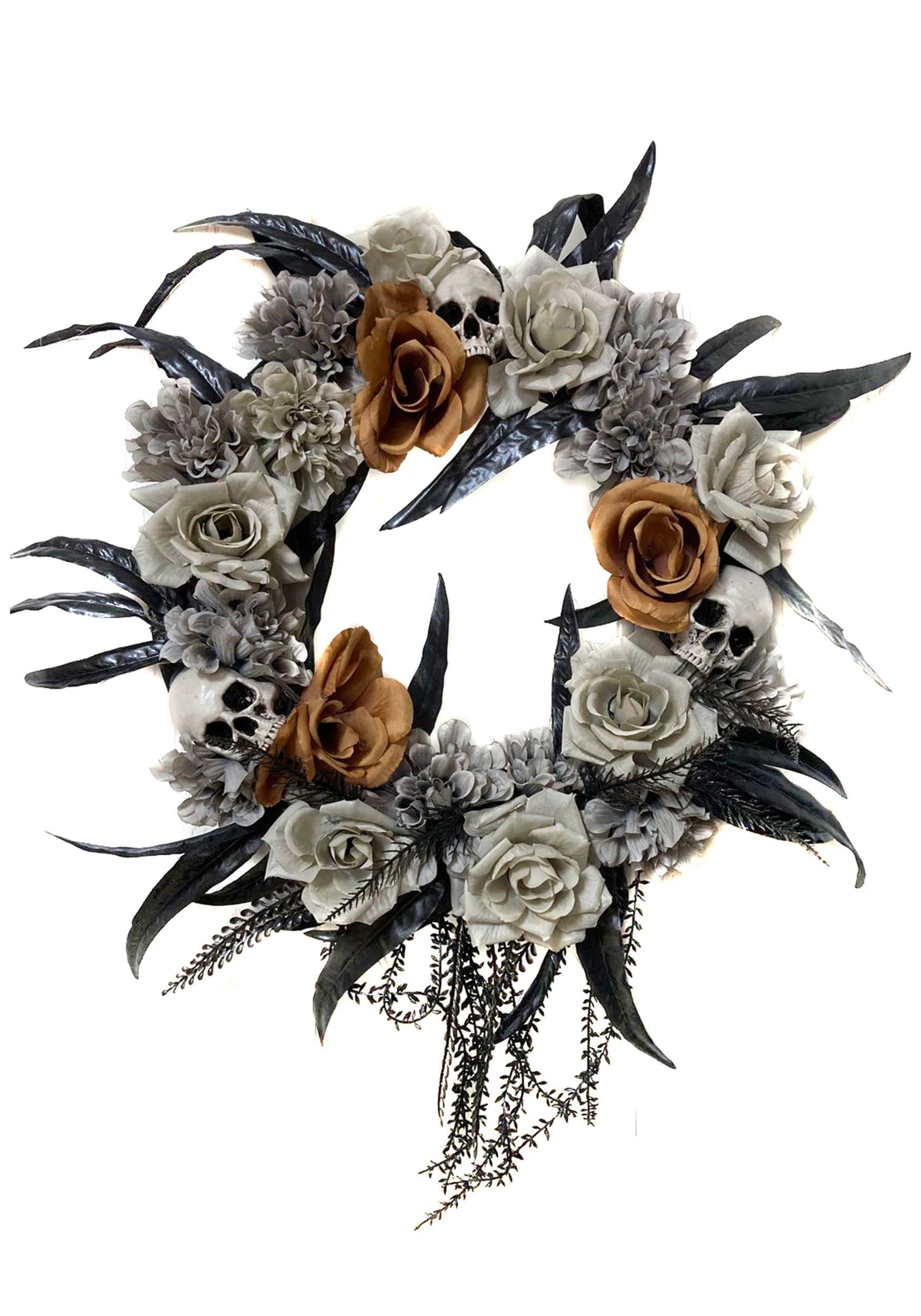 Skull & Flower Gothic Wreath Decoration | Halloween Wreath