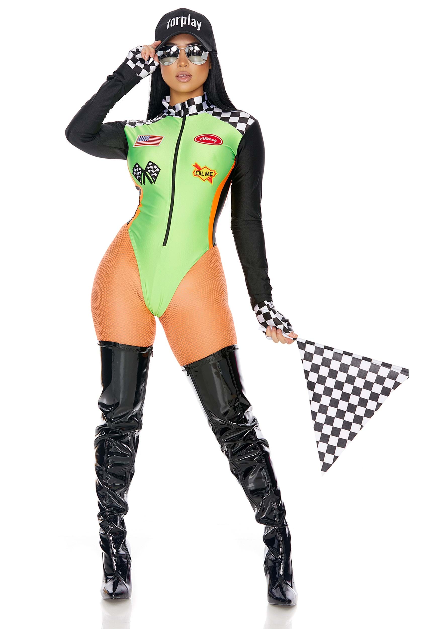Sexy Green Racecar Driver Women's Costume