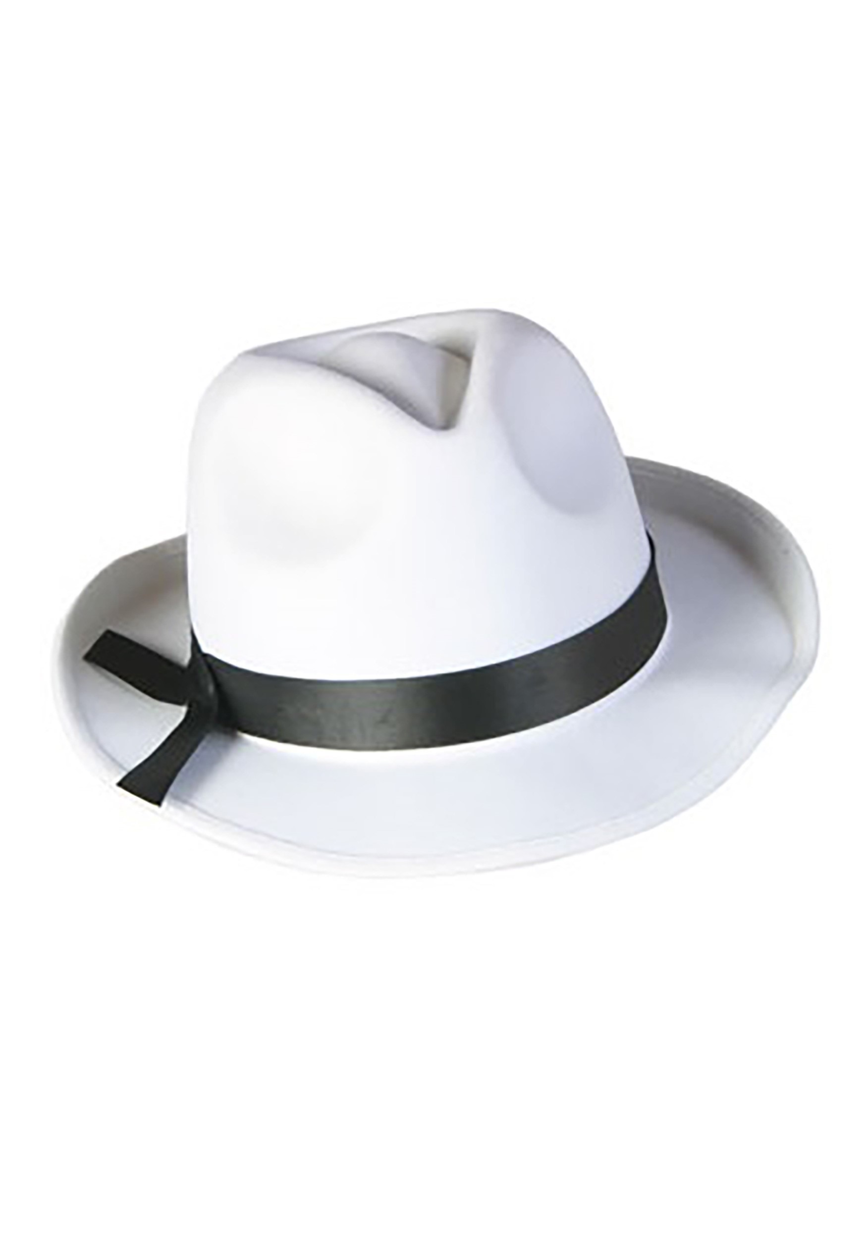White Fedora Mobster Costume Hat Accessory