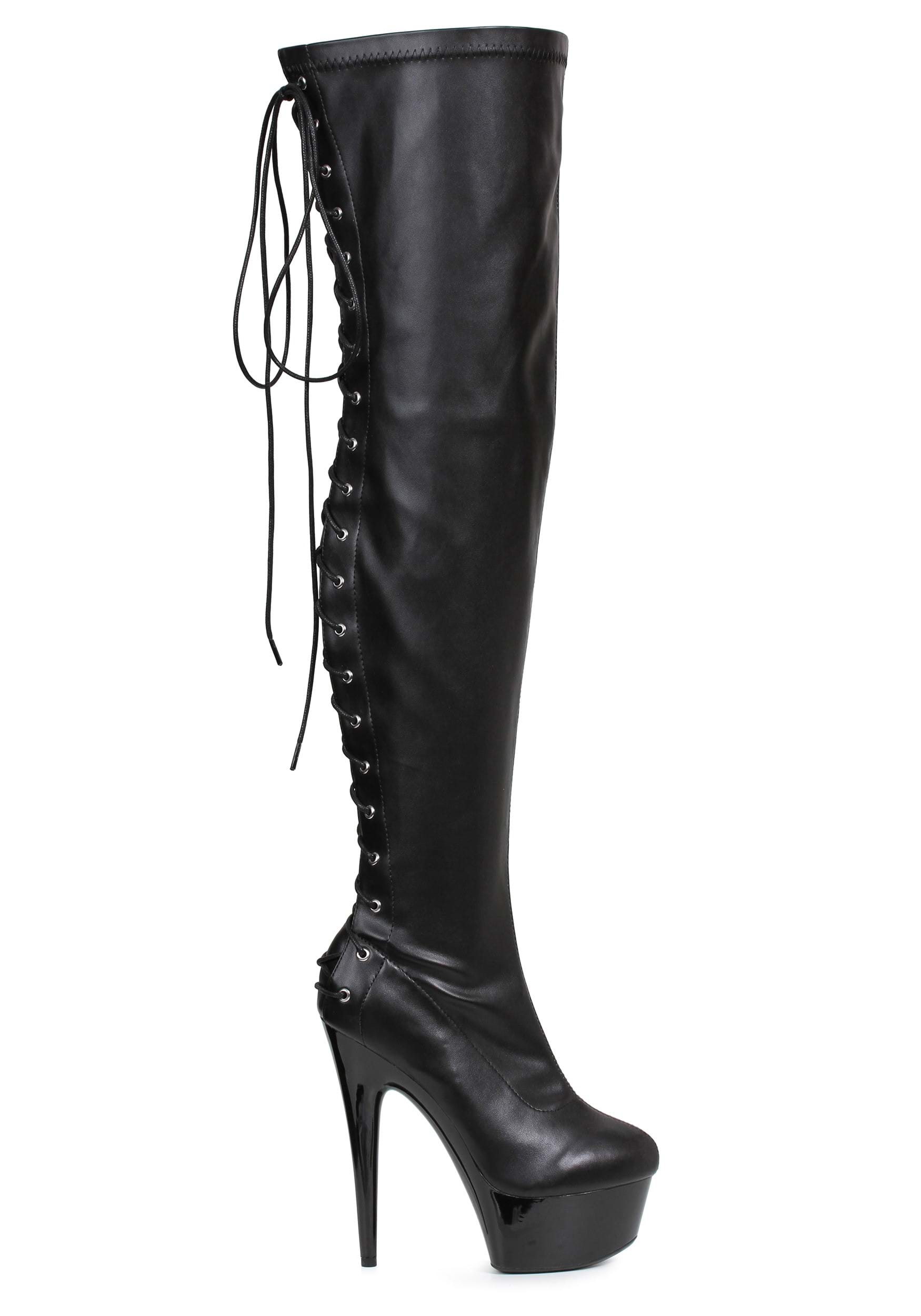 Black Lace Thigh High Womens Boots