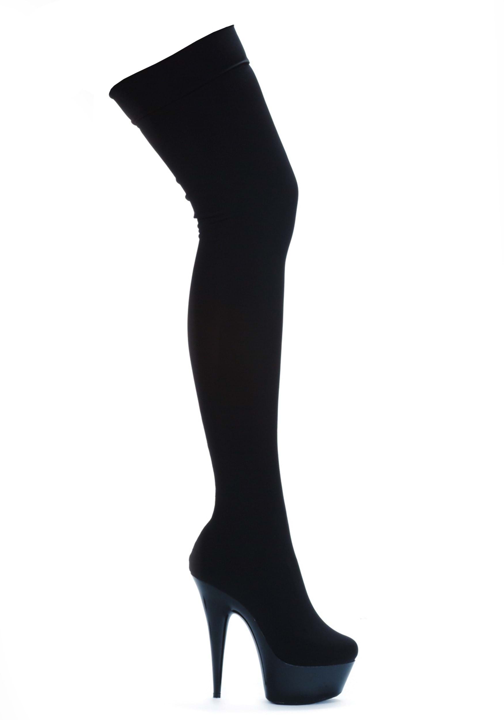 Black Stretch Lycra Thigh High Womens Boots