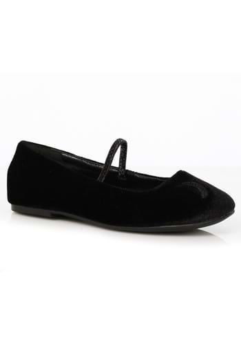 Girls Black Crescent Witch Ballet Flat Shoes