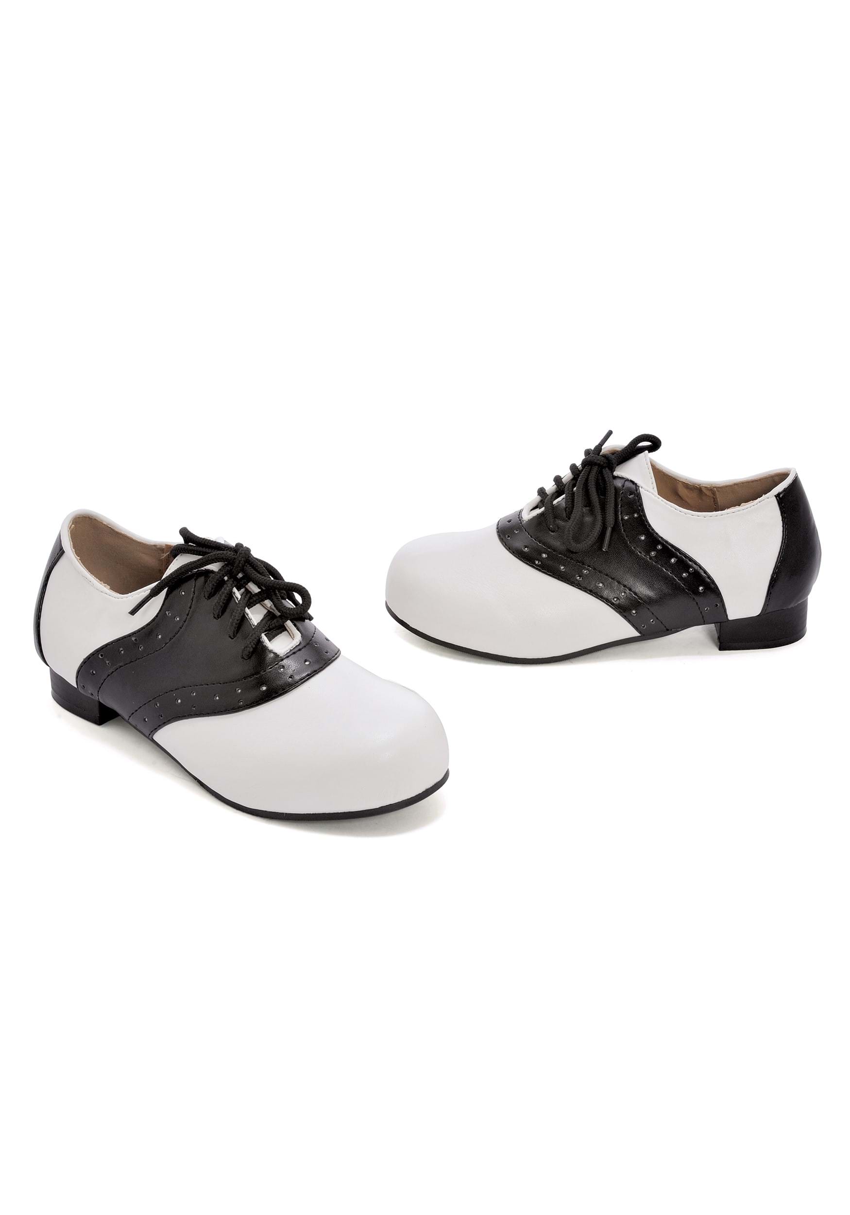 Black and White Saddle Girls Shoes