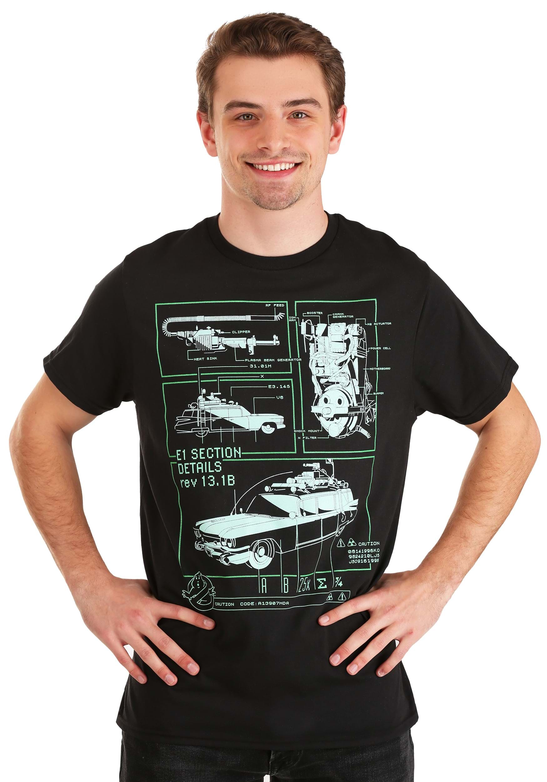 Adult Ghostbusters Glow in the Dark Double Schematic T-Shirt