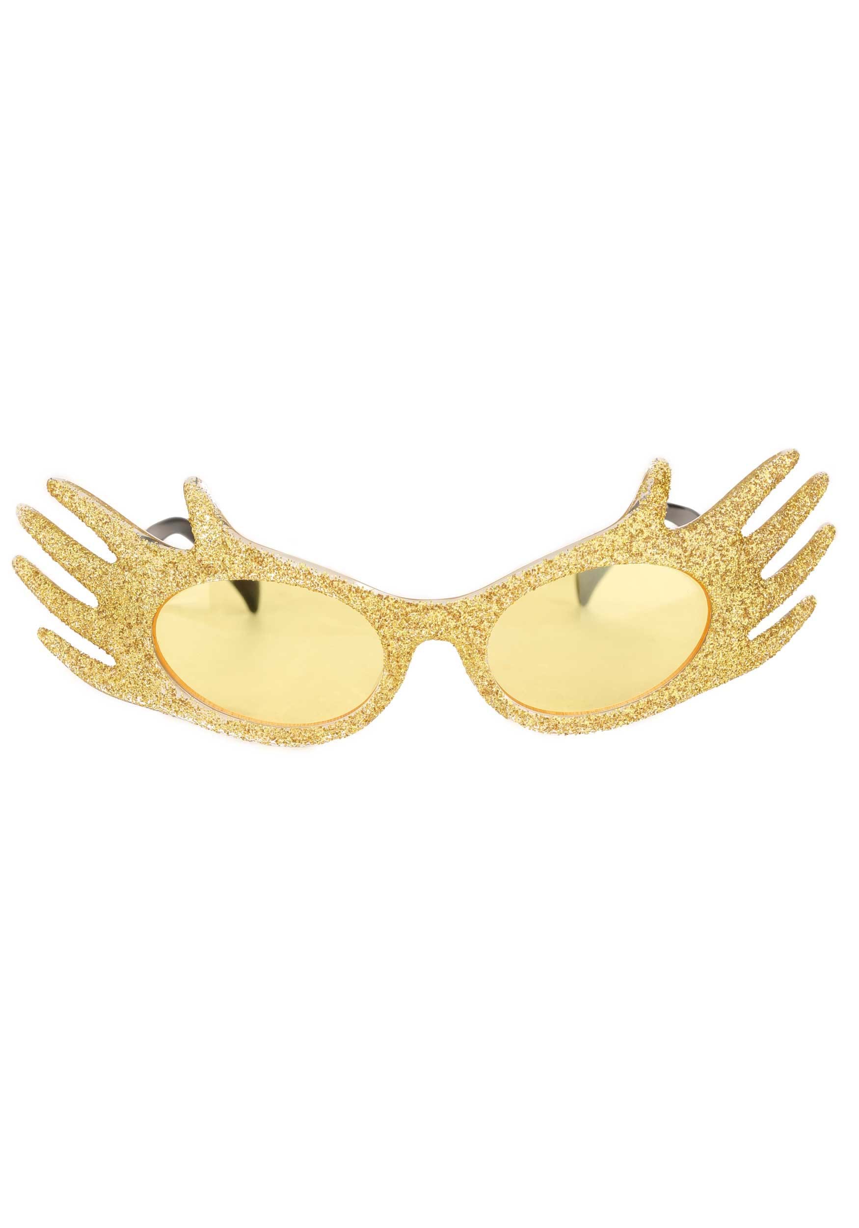 Gold Glitter Hands Costume Glasses | Costume Accessories