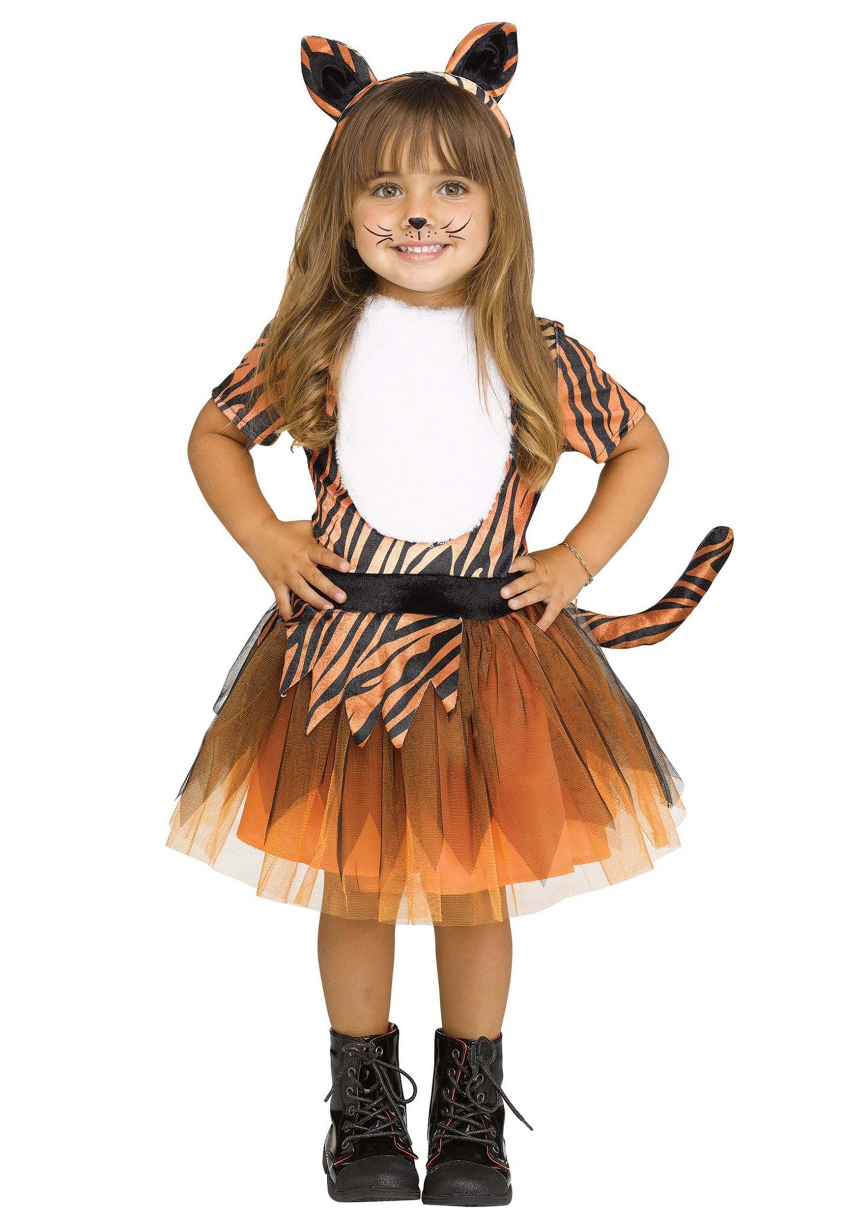 Photos - Fancy Dress Toddler Fun World Girl's Tutu Tiger  Costume Black/Brown/Beige FU11 