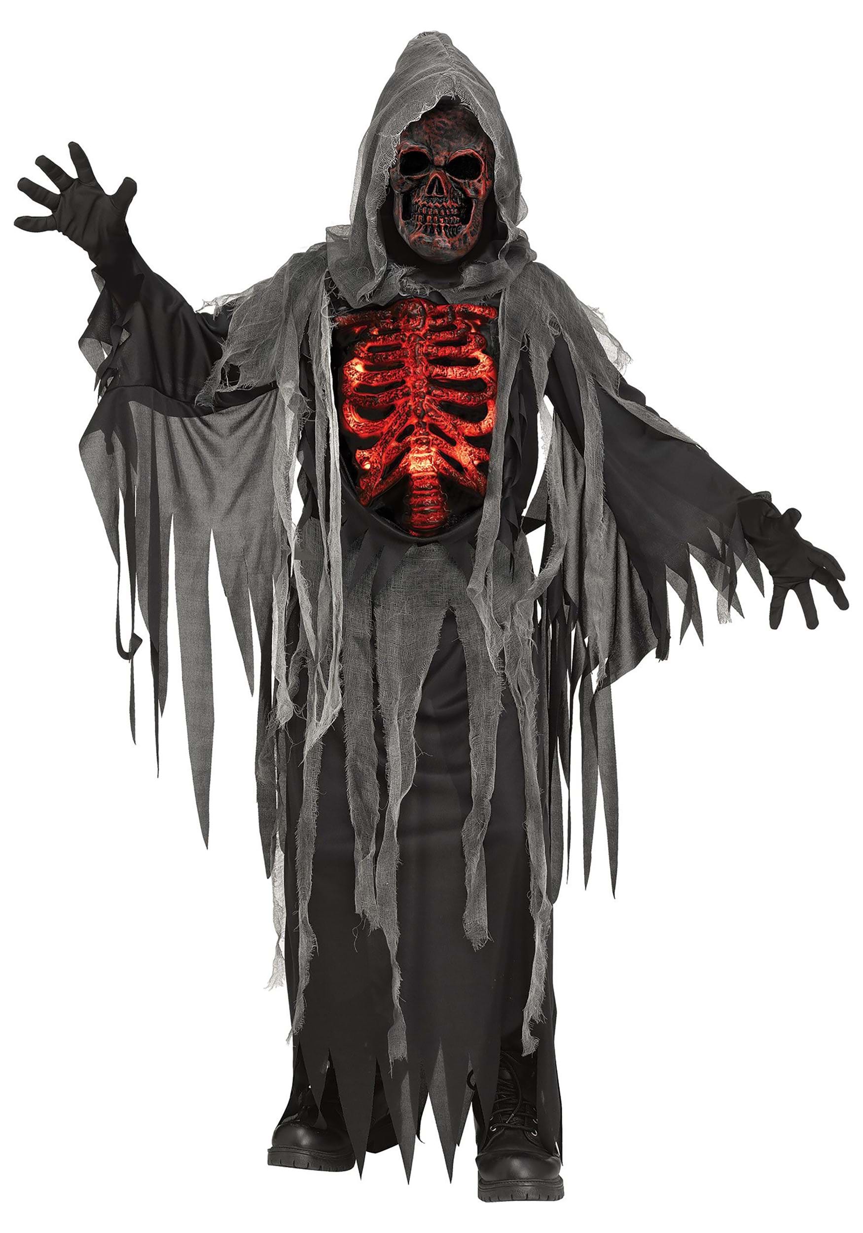 Photos - Fancy Dress Fun World Smoldering Reaper Kid's Costume Black/Red/Gray FU135682