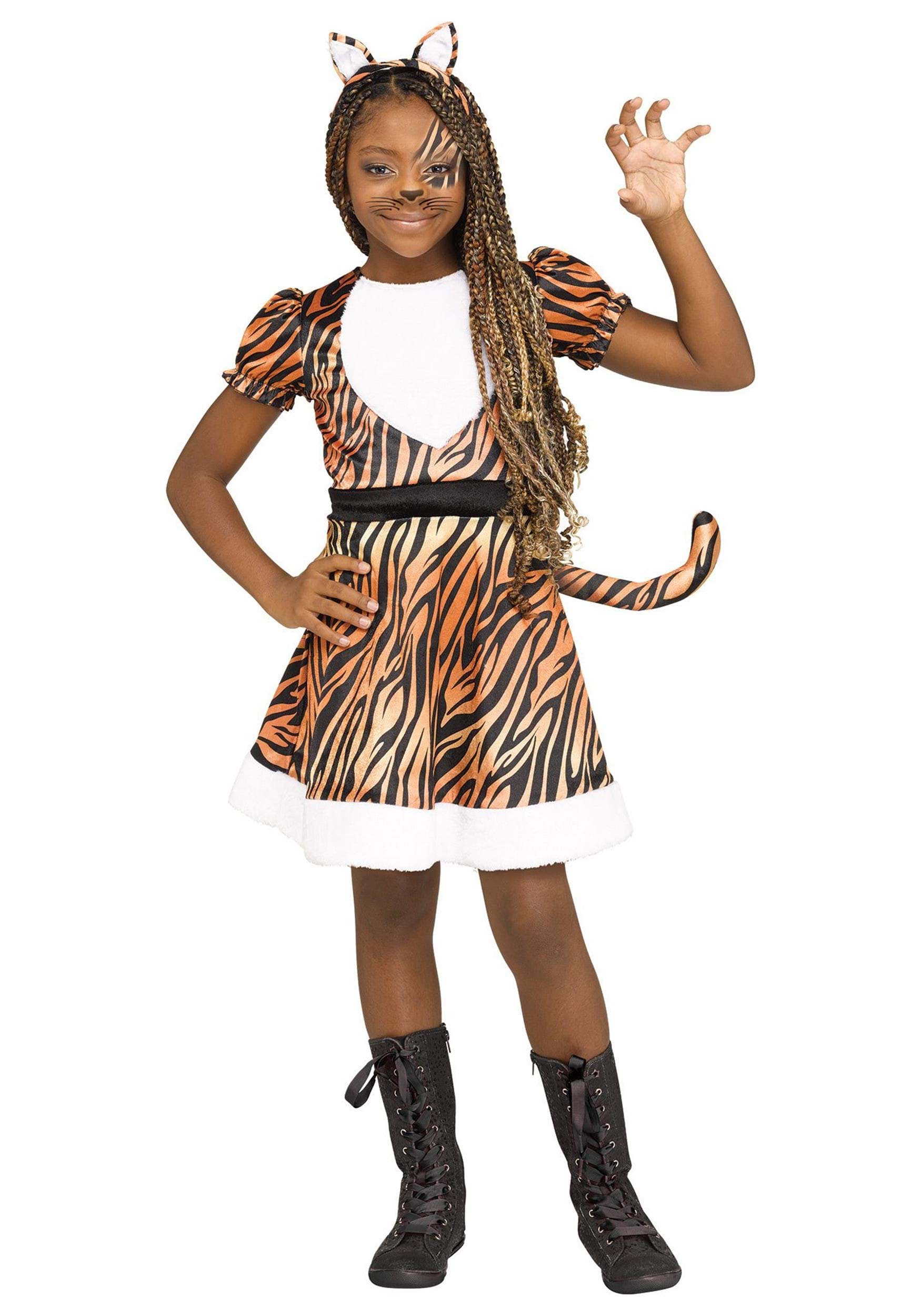 Photos - Fancy Dress Fun World Tigerrr Costume for Girls Black/Orange/White FU116642