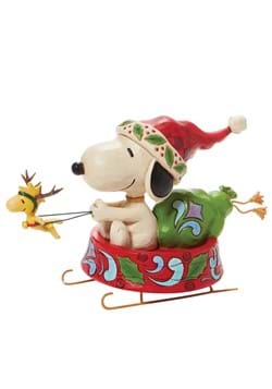 Jim Shore Santa Snoopy in Dog Bowl Sled Statue