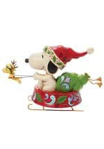 Jim Shore Santa Snoopy in Dog Bowl Sled Statue Alt 1